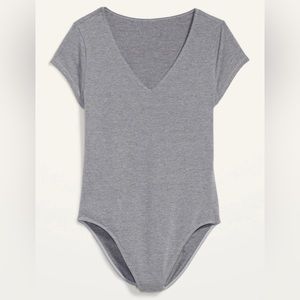 Fitted Short-Sleeve V-Neck Bodysuit